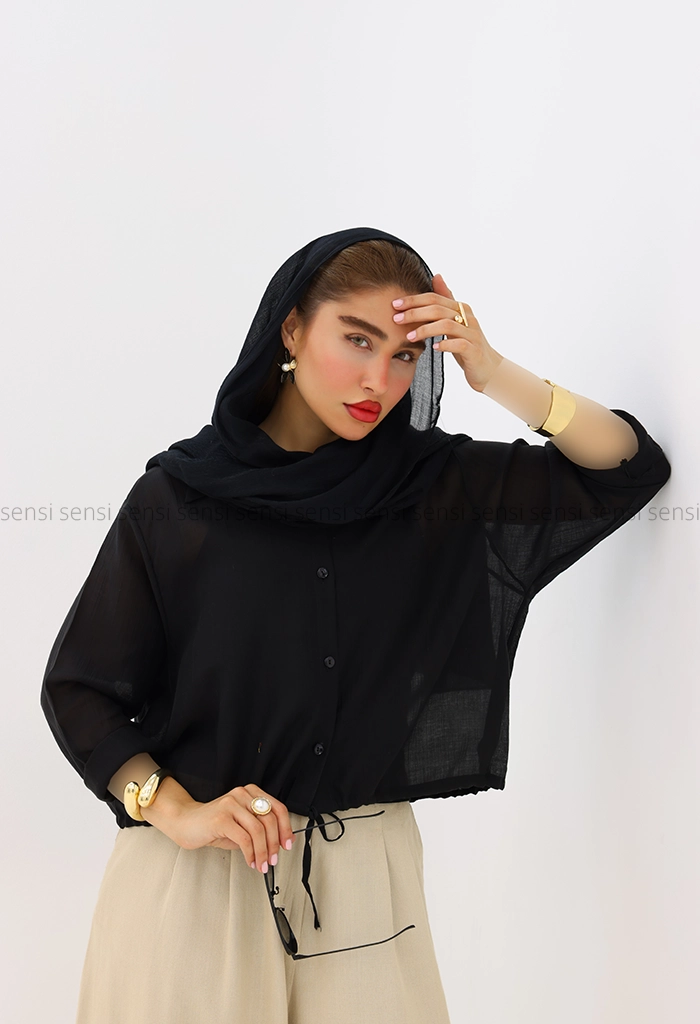 شومیز شیشه ای کمر گت باکسی کد1005978